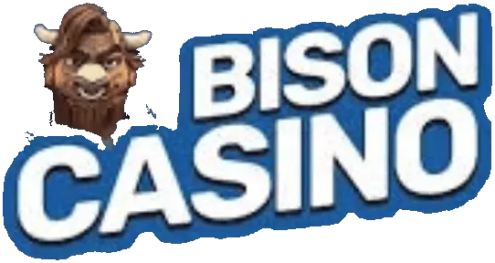 Logo Bison Casino z ilustracją bizona po lewej stronie i dużym napisem na ciemnym tle